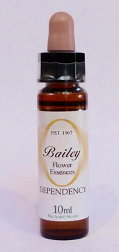 Dependency Bailey Composite Flower Essence - 10ml Stock bottle 10ml dropper bottle of the Bailey Essence 'Dependency' against a white background