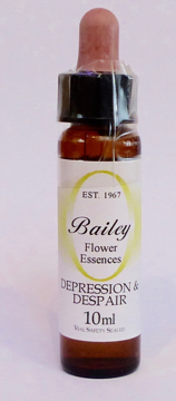 Depression & Despair Bailey Composite Flower Essence - 10ml Stock bottle 10ml dropper bottle of the Bailey Essence 'Depression & despair' against a white background