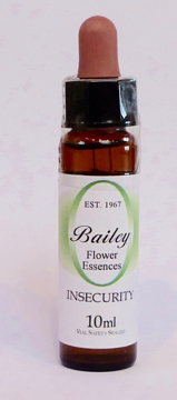 Insecurity Bailey Composite Flower Essence - 10ml Stock bottle 10ml dropper bottle of the Bailey Essence 'Insecurity' against a white background