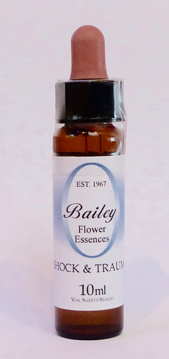 Shock & Trauma Bailey Composite Flower Essence - 10ml Stock bottle 10ml dropper bottle of the Bailey Essence 'Shock & Trauma' against a white background