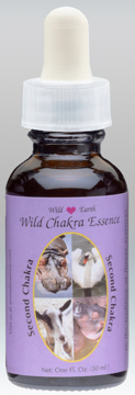 Wild Earth Second Chakra Essence Combination Single bottle of the Wild Earth combination 'Second Chakra' with a purple label showing the animals Hippo, Hippo Calf, Swan and Goat.